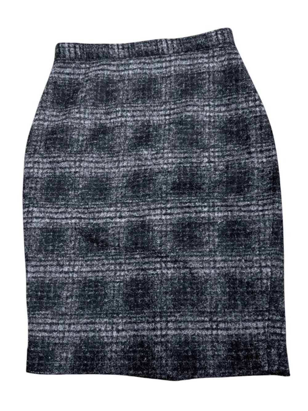 Banana Republic Wool Blend Skirt Black Gray Plaid Classic Tailored (8)